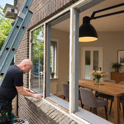 glazetter aan het werk voor verduurzaming
