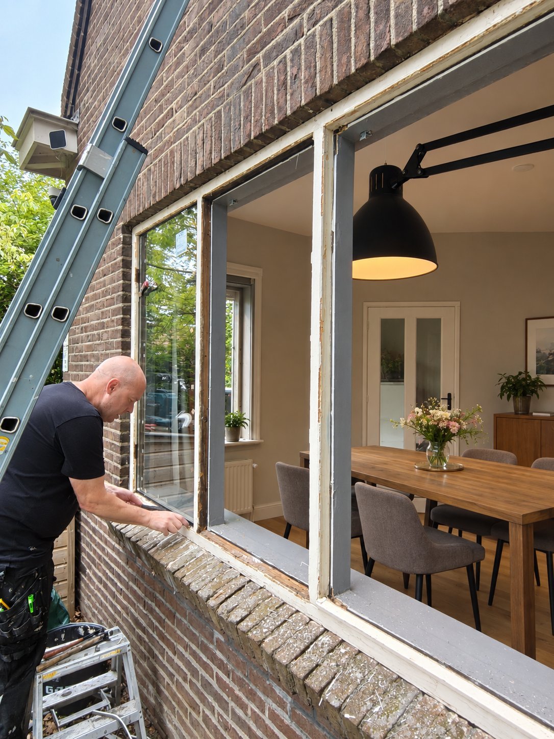 glazetter aan het werk voor verduurzaming